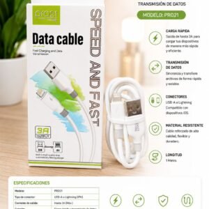 CABLE DE GOMA PRO21 USB-IPH 3A