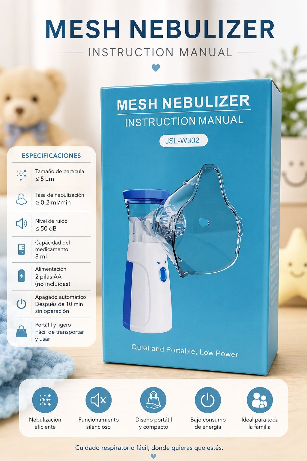 Nebulizador Mesh Portátil JSL-W302