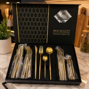 SET DE CUBIERTOS DORADOS